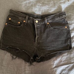 Levi's 501 Black Distressed Jean Shorts